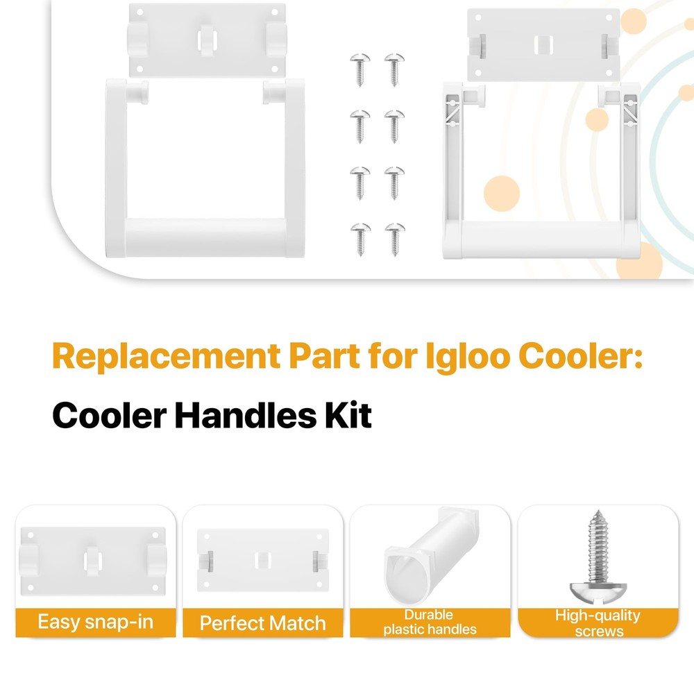 White Plastic Cooler Handles,Compatible with Igloo 90-100 Quart Cooler Handle...
