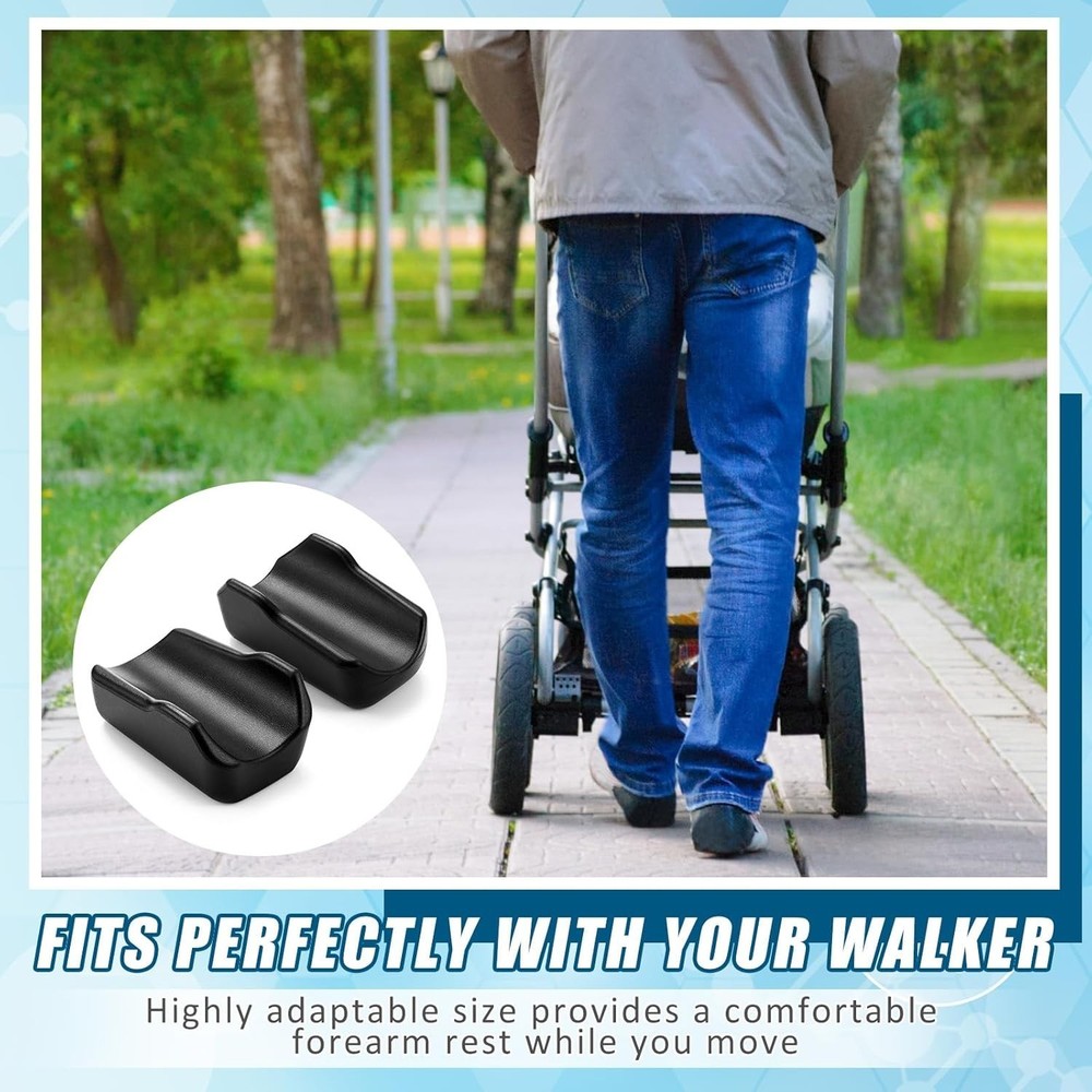 2 Pcs Rollator Armrest Pad Upright Walker Forearm Pads Black Walker Handle Co...