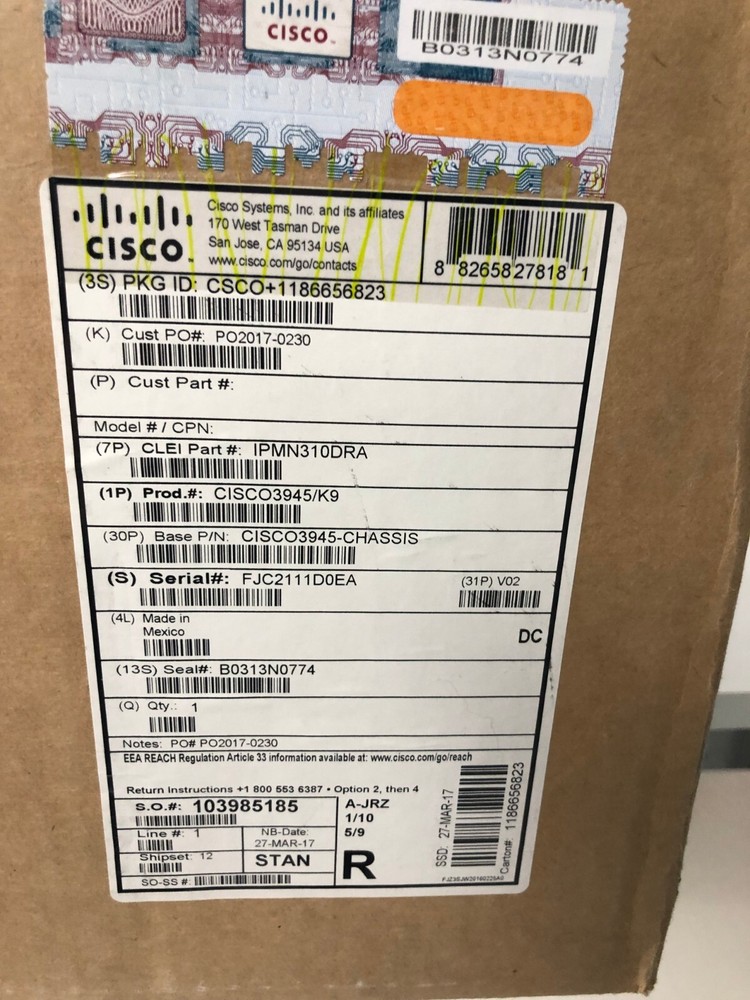 CISCO3945-V/K9 3945 VOICE BUNDLE ROUTER