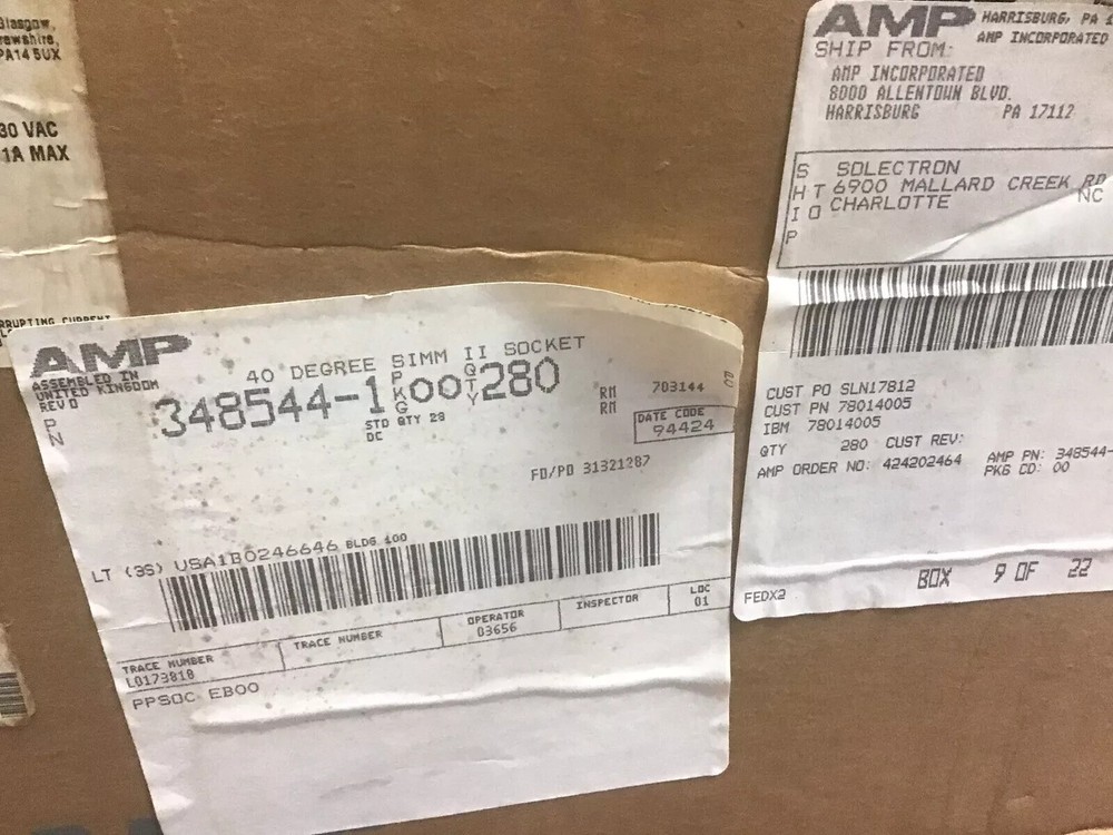 (5pcs) AMP 72 Pin EDO SIMM Memory Socket 40 Degree Angle NOS