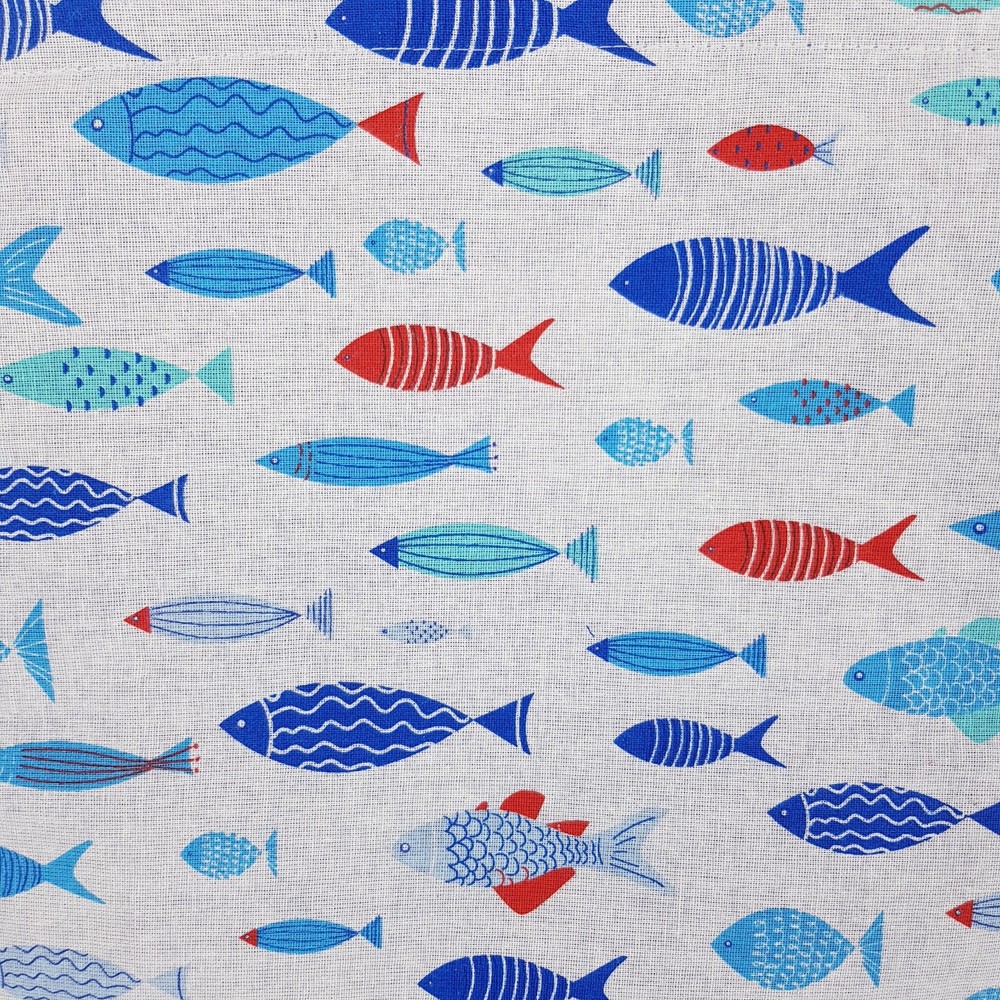 Peg Bag Handmade White Blue Fish Print Lined Laundry Clothes Peg Holder
