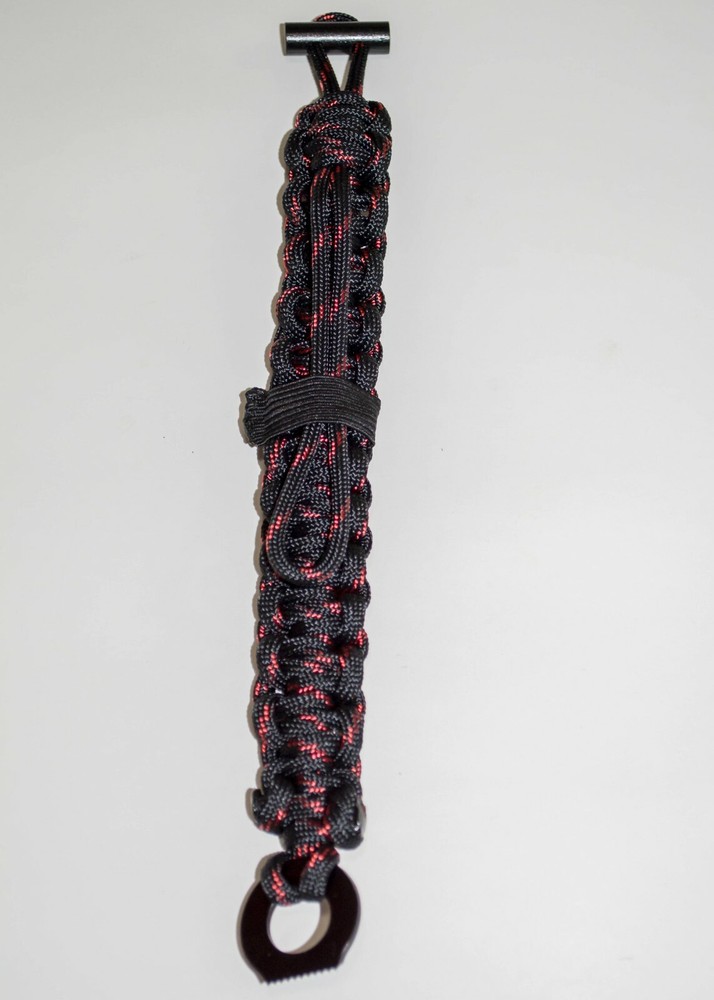 Fire Starter Bracelet Black Survival Paracord Adjustable & EZ Deploy!!