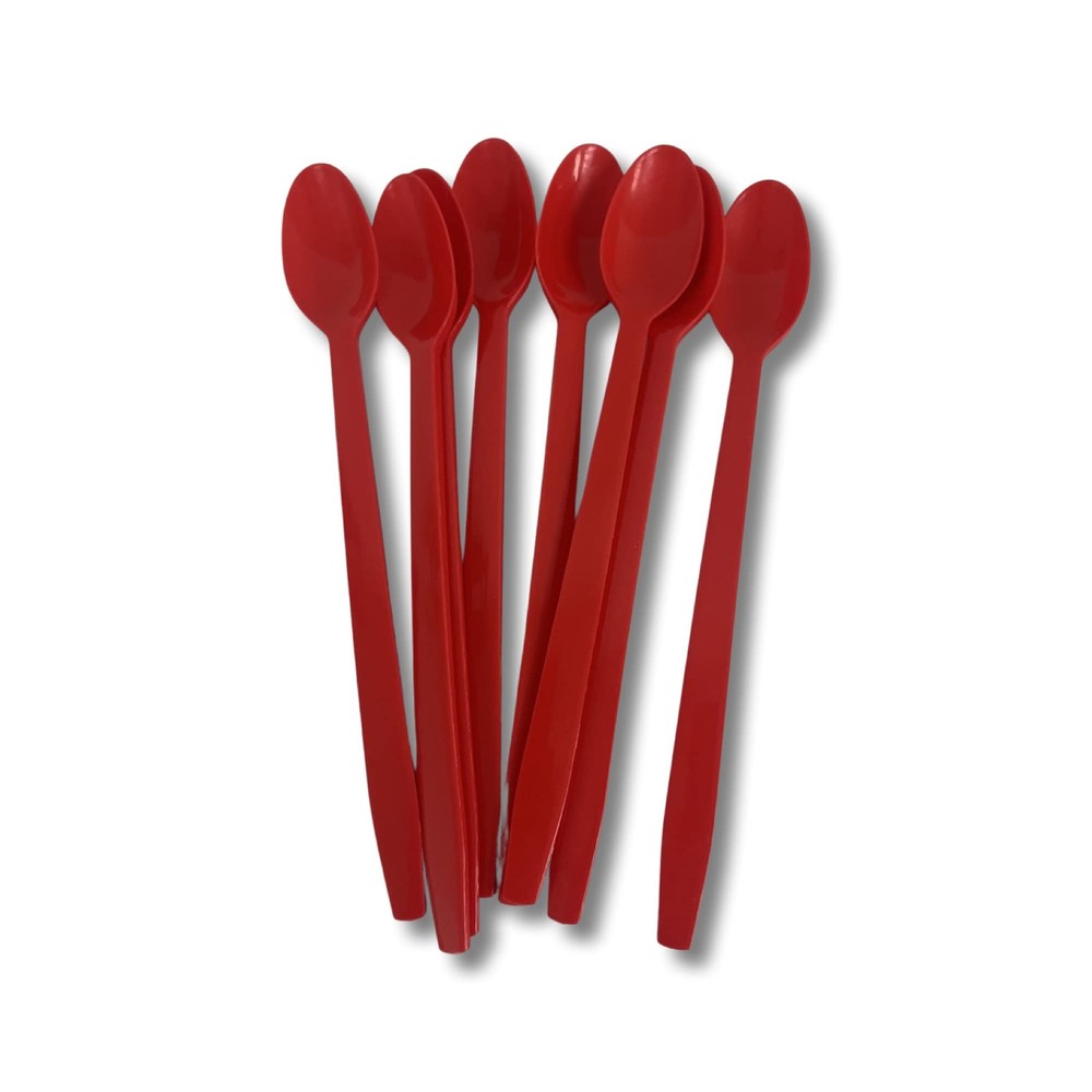 8" Red Plastic Sundae/Soda Spoon 50 Pack 8",
