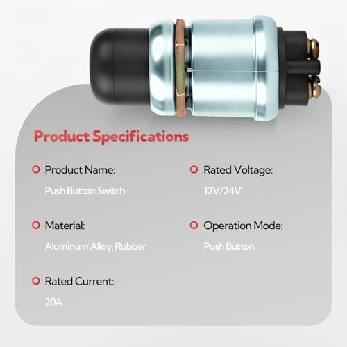 GAGIRS 6pcs 20A 12V/24V Starter Switch Push Button, Waterproof Horn Button