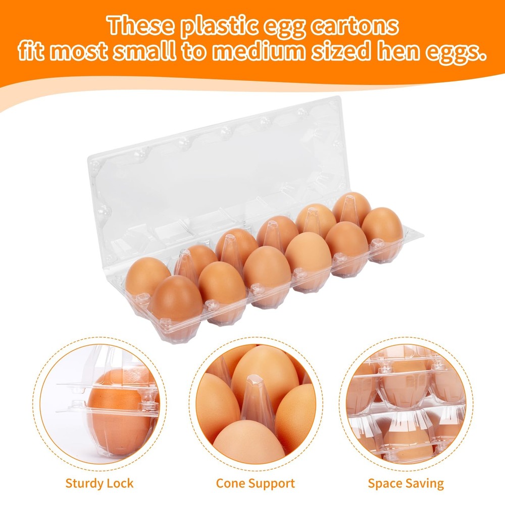 GRRONZEE 120 Pack Egg Cartons Cheap Bulk 12 Count Medium, Clear