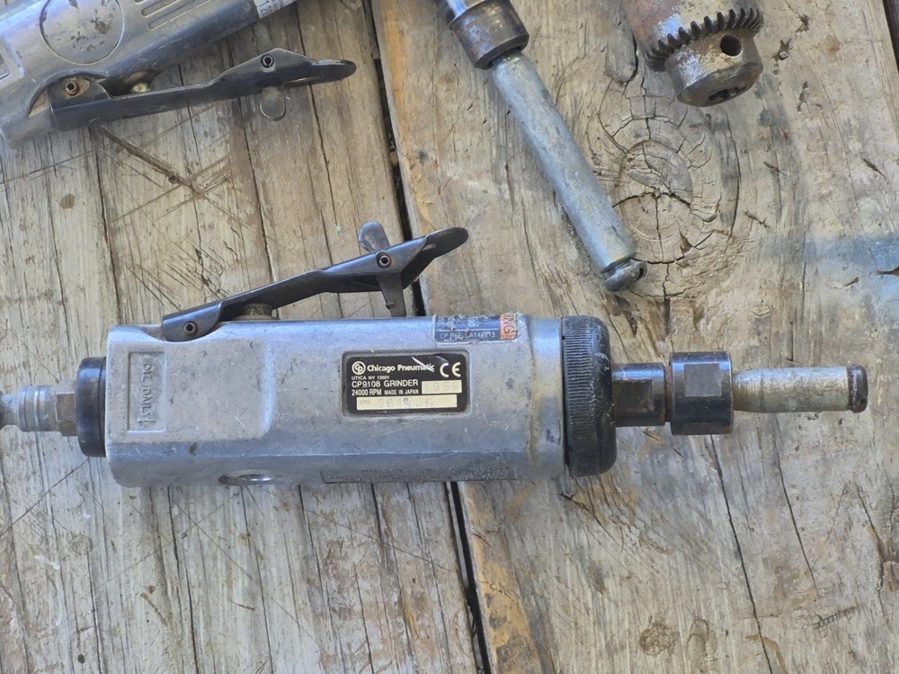Lot Of 4 Air Tools Grinder, Angle Grinder, Drill & Random Orbit Sander Working