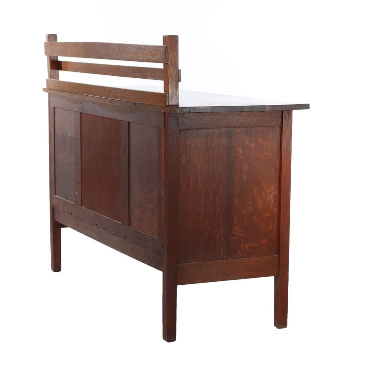 Antique Arts & Crafts Gustav Stickley Oak Strap Hinged Sideboard C1910