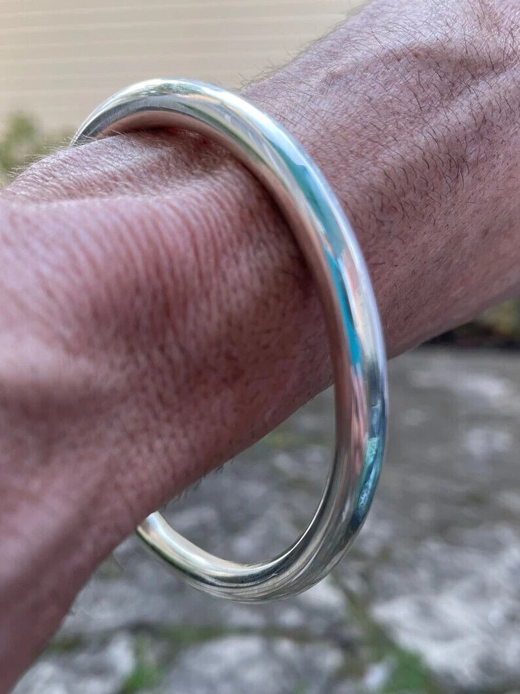 MASSIVE HEAVY 6mm Thick Chunky Solid Sterling Silver Round Bangle Bracelet Plain