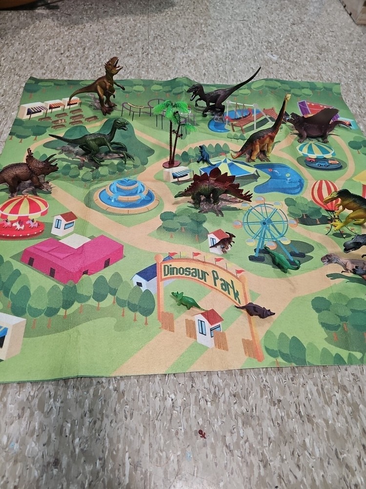 Dinosaur Felt Play Mat With Dinosaurs And Trees
