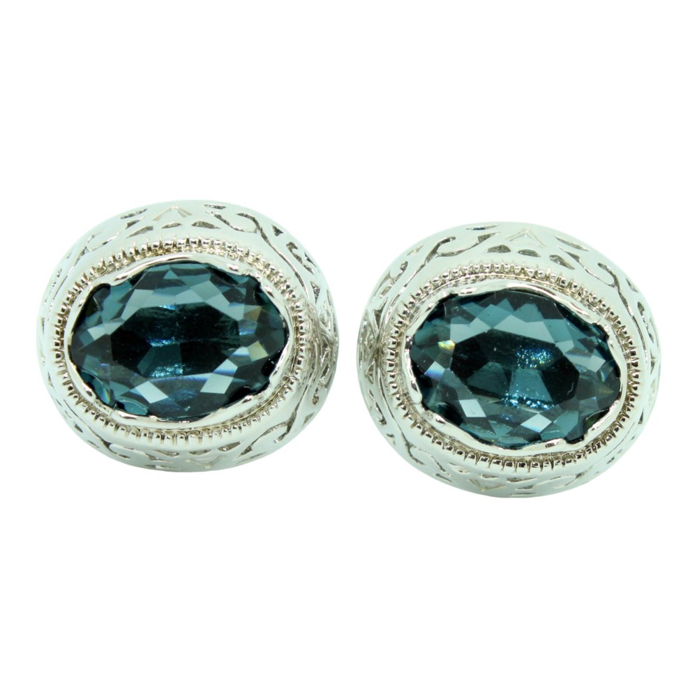 Blue and Silver Cufflinks Oval Shape