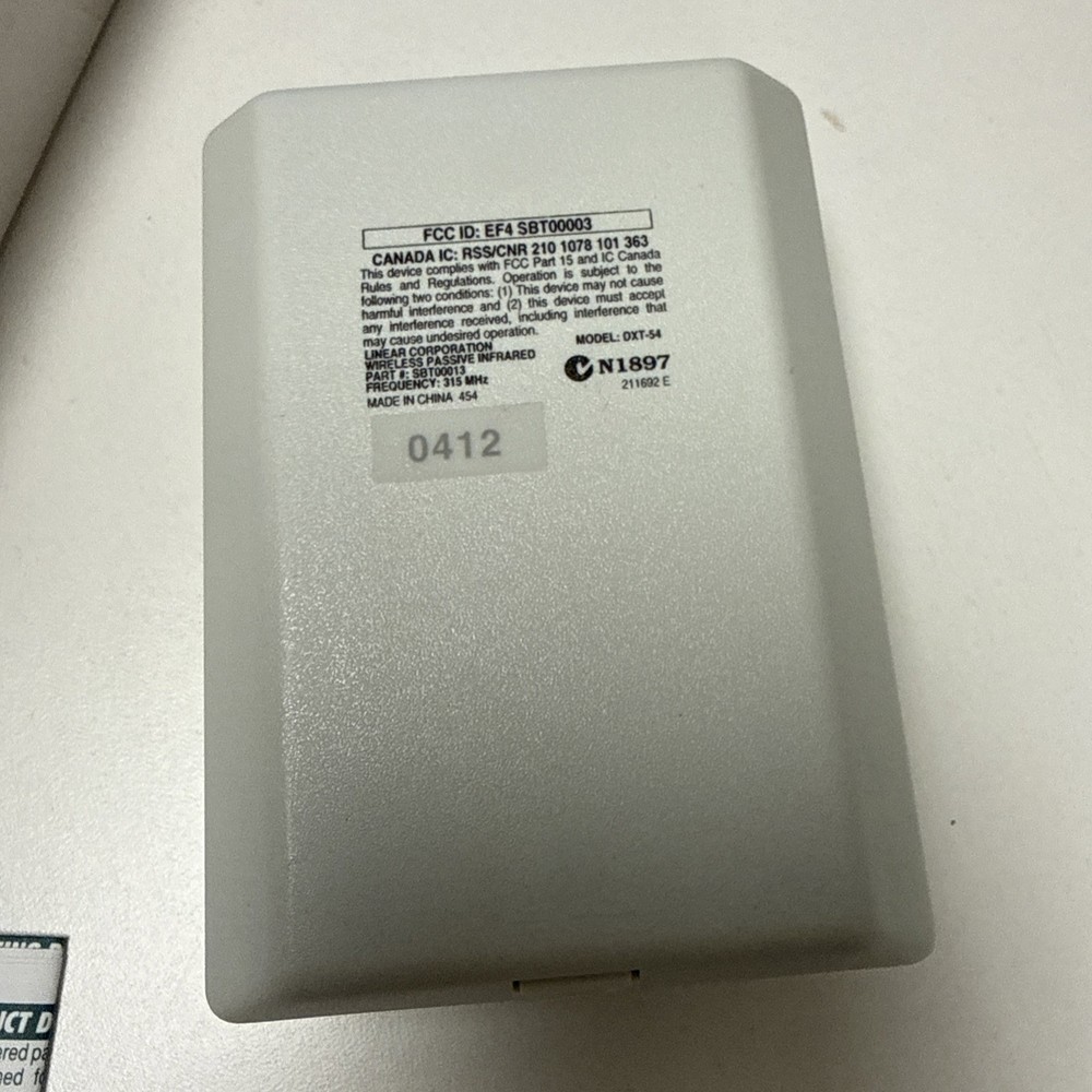 DXT-54 Linear Wireless Passive Infrared Motion Detector Transmitter NEW