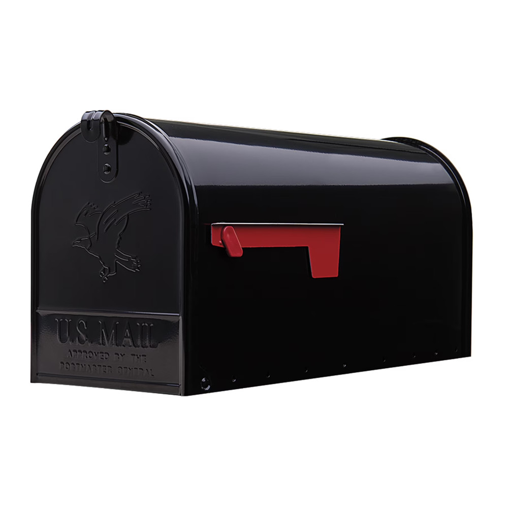 Architectural Mailboxes Elite Galvanized Steel, Large, Post-Mount Mailbox in Bla
