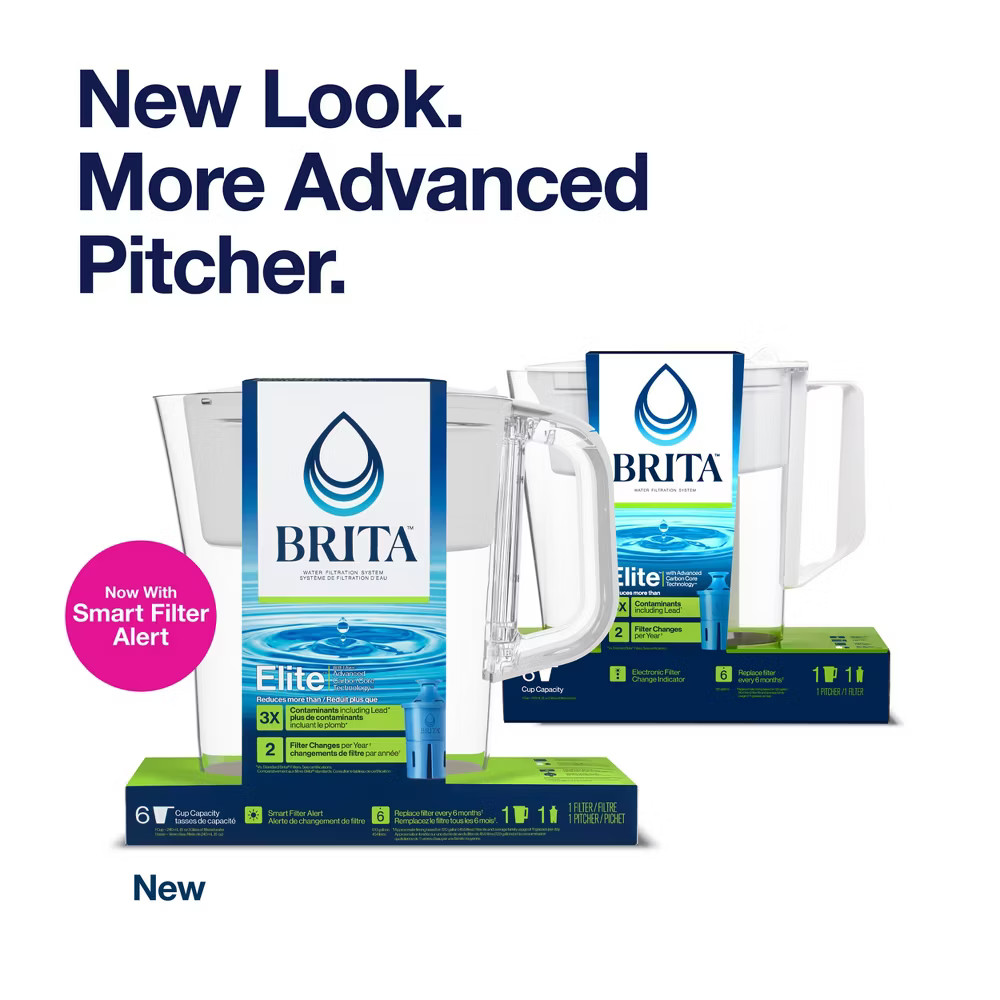 Brita Water Filter Soho Water Pitcher Dispensers with Longlast Water Filter -