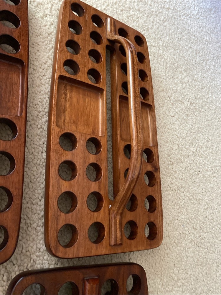 5 Piece Communion Tray Lot 32 Hole With Bread Plates Rectangular