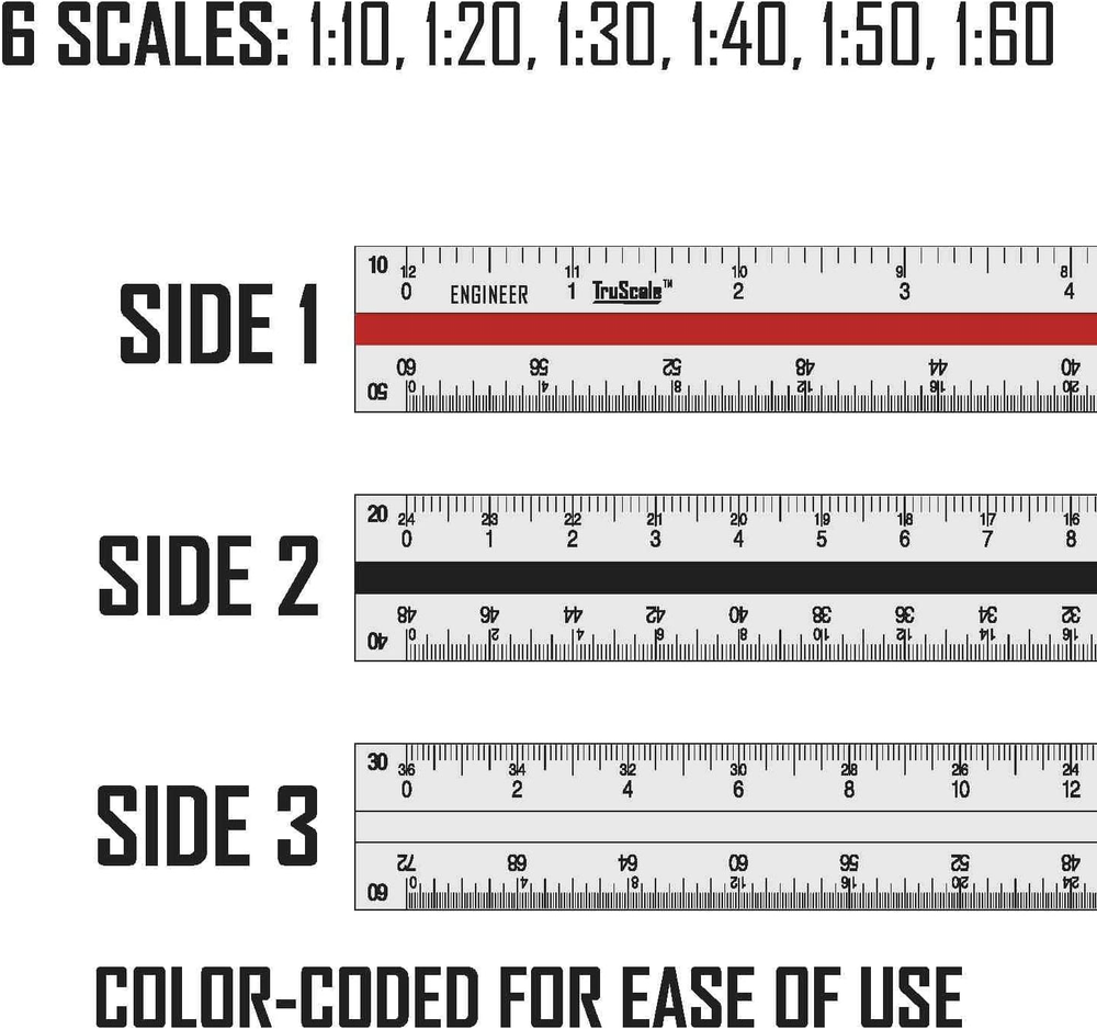 Triangular Engineering Scale Aluminum Ruler for Architects Engineers and Student