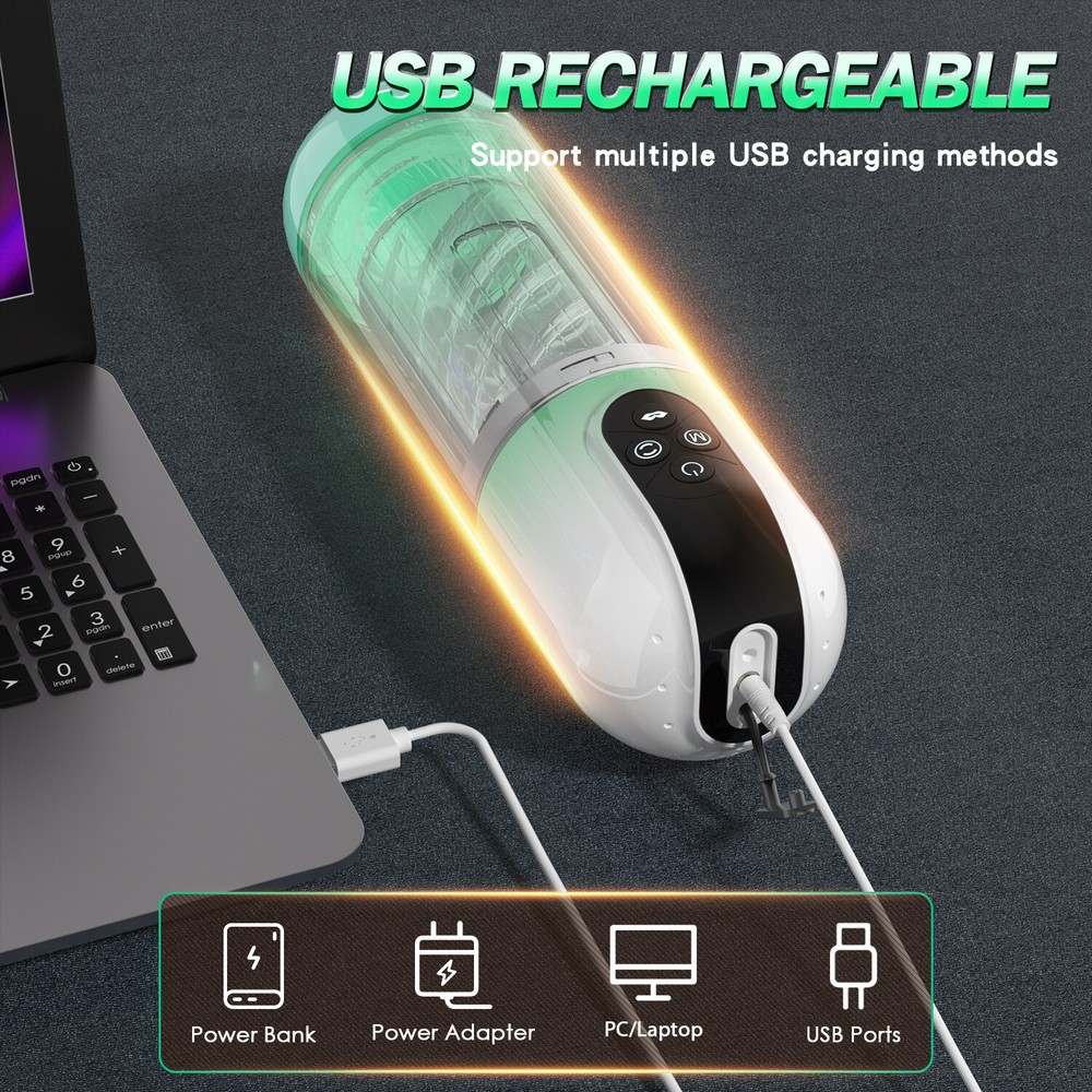 Male Masturbaters Automatic HandsFree Rotating Cup Thrusting Stroker Lubricants