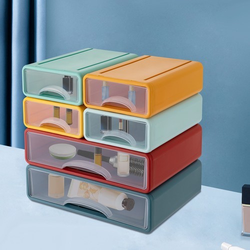 Stackable Office Storage Box W/ 6 Drawers Plastic Desktop Drawers Organizer