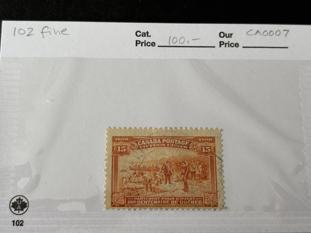 15-Cent Quebec - #102 Used Fine  - CV $100.00 (CA0007)