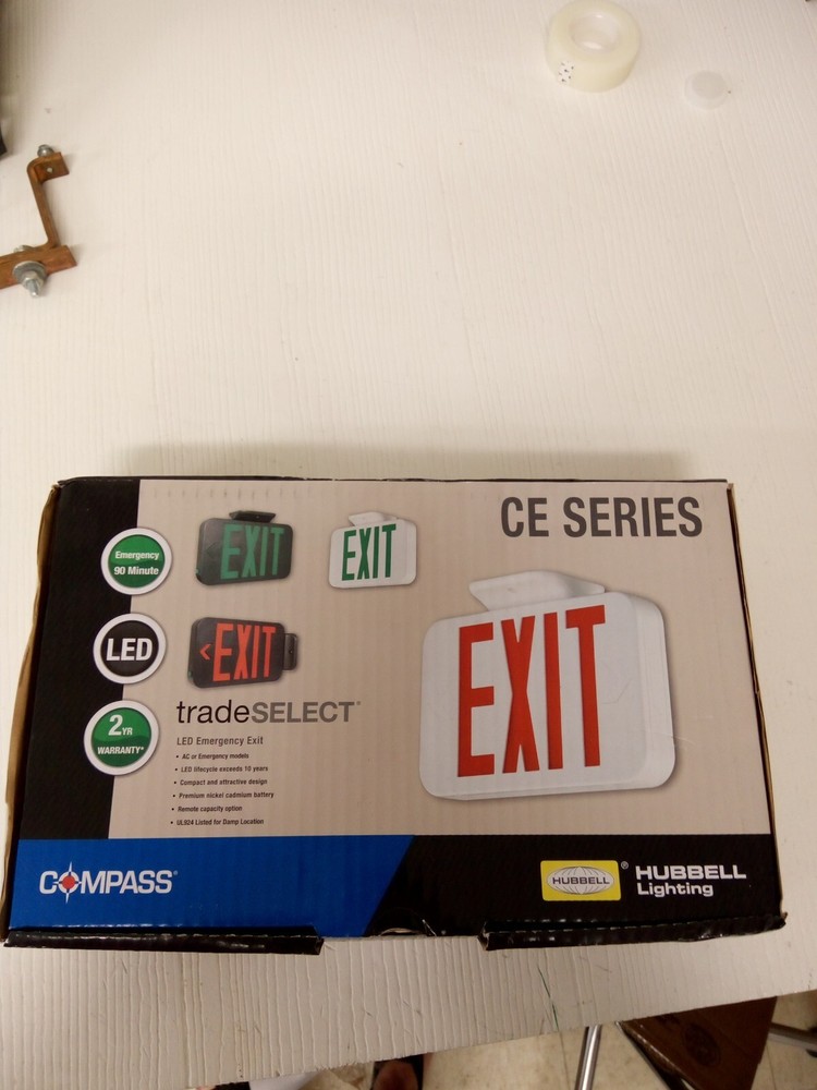 HUBBELL COMPASS CE SERIES  LED EMERGENCY EXIT SIGN. NEW IN BOX