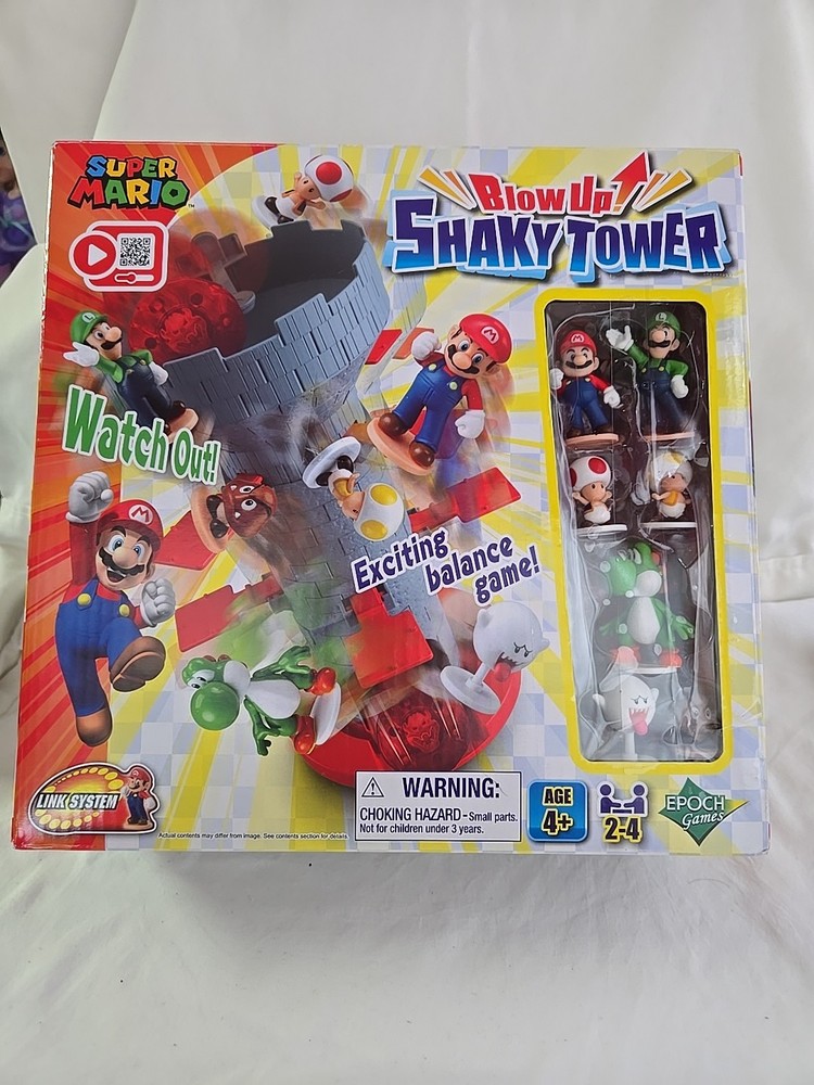 Super Mario Blow Up Shaky Tower Balancing Game Open Box Complete