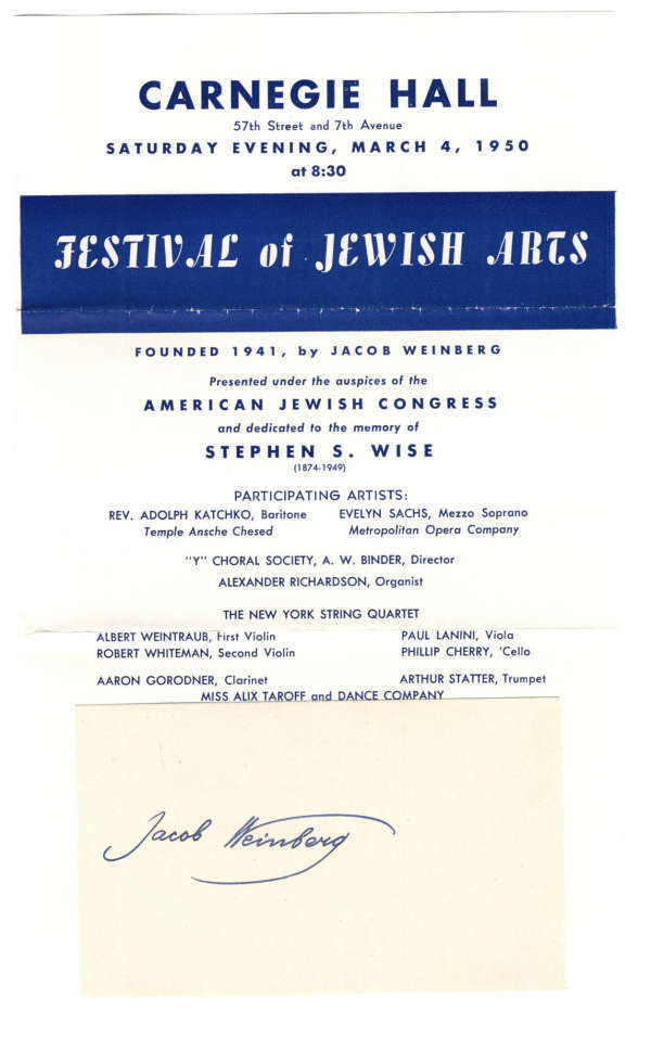 Jacob Weinberg D.1956 Composer Signed 3" x 5" Index Card