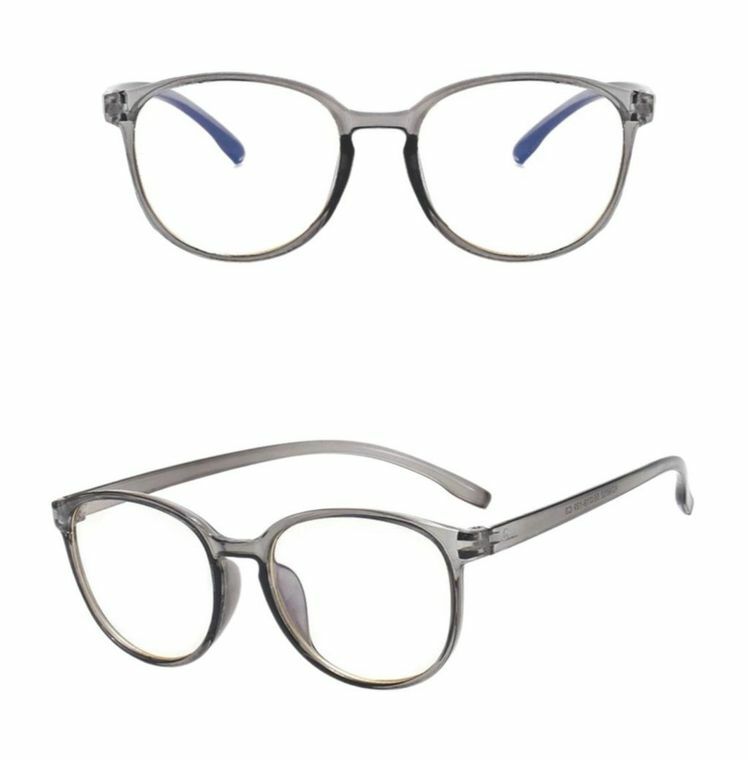 Round Frame Blue Light Blocking Glasses +0.00 - Charlotte Gray Frame