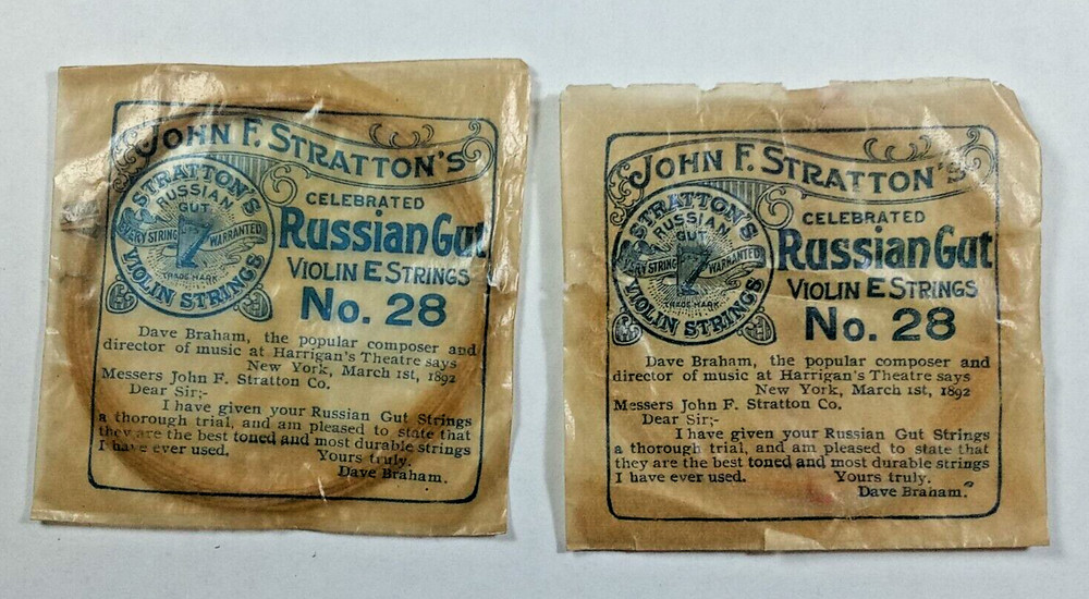 (2) Antique Russian Gut 28 Violin E Strings Celebrated John Stratton Dave Braham