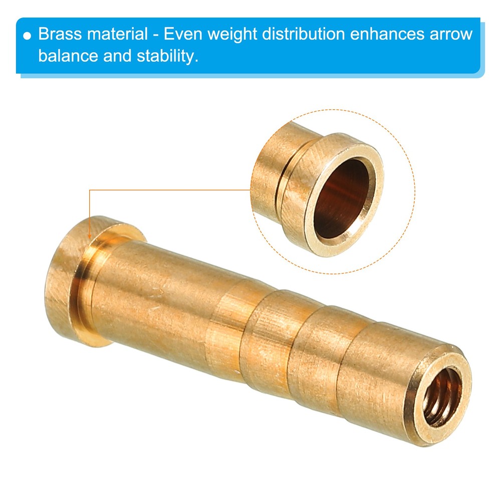 12 Pack 50 Grain Archery Arrow Brass Insert for 244/ 6.2mm Carbon Arrows