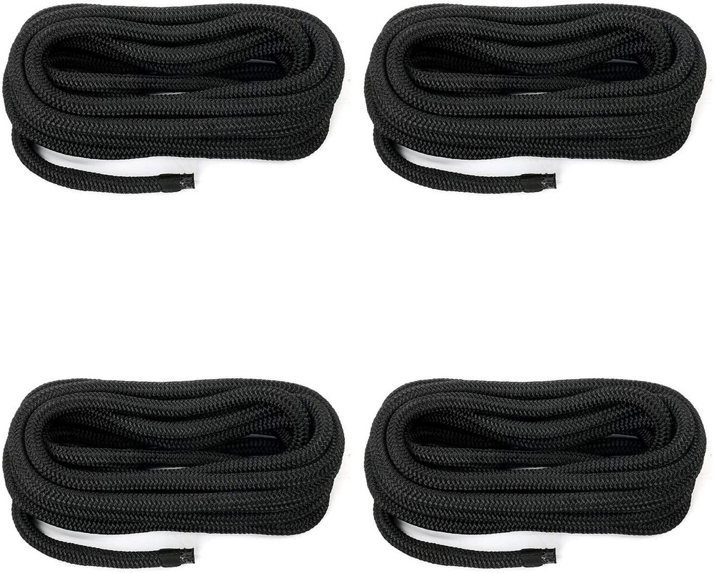 Boat Mooring Rope 5/8Inch 20FT Dock Line Double Braid Nylon Black (2Pack)