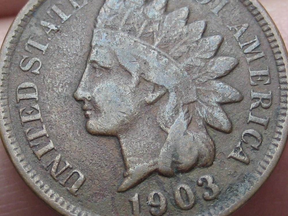 1903 Indian Head Cent Penny- VF Details, Partial LIBERTY