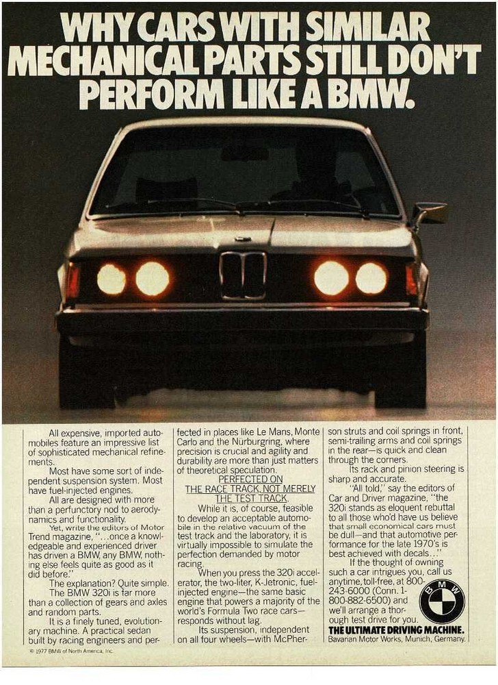 1978 BMW 320i front view Vintage Print Ad