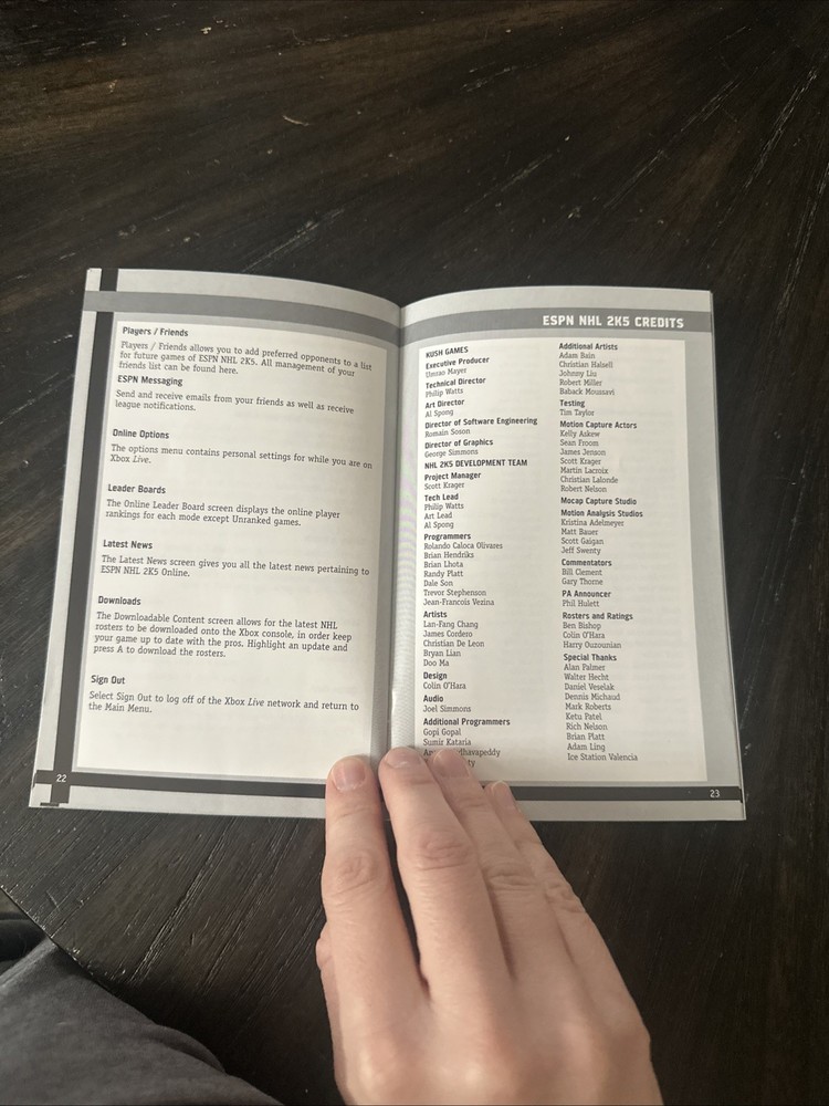 XBOX Manual Only ESPN NHL 2K5