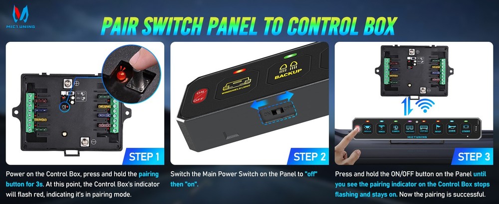 8 Gang Wireless LED Switch Panel Toggle Flash Remote Control for Boat & Vehicles