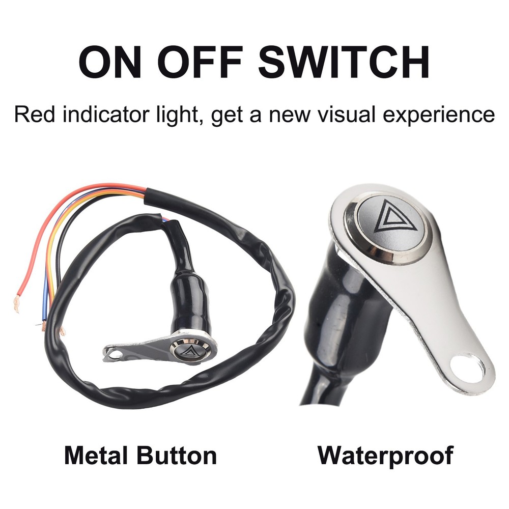 NEW Red LED Motorcycle Switch ON+OFF Handlebar Mount Push-Button 12V Work Light