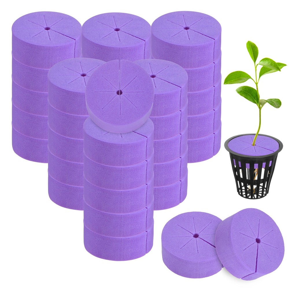 30-Pack Cloning Collars Inserts, Hydroponics Sponge Systems Cloning [Purple]
