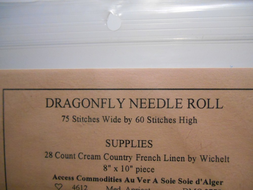 M Designs Counted Thread Pattern Chart For Needle Roll Keeper NR#02 DRAGONFLY