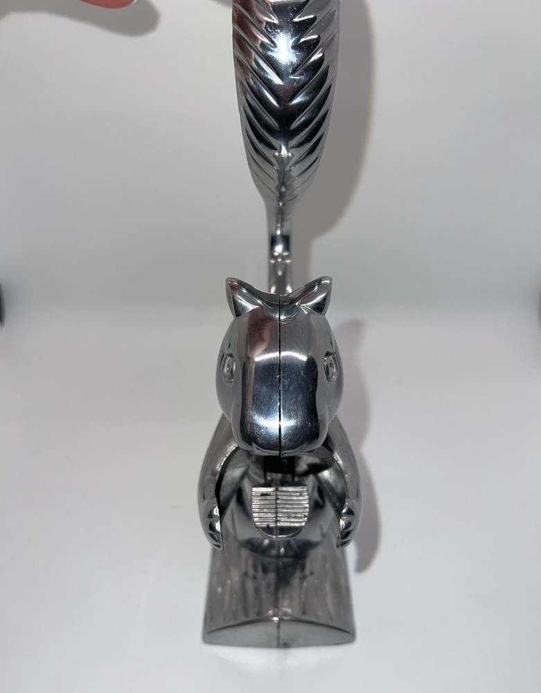 Vintage Davy Crackit Decorative Squirrel Chrome Nutcracker Tool. New In Box