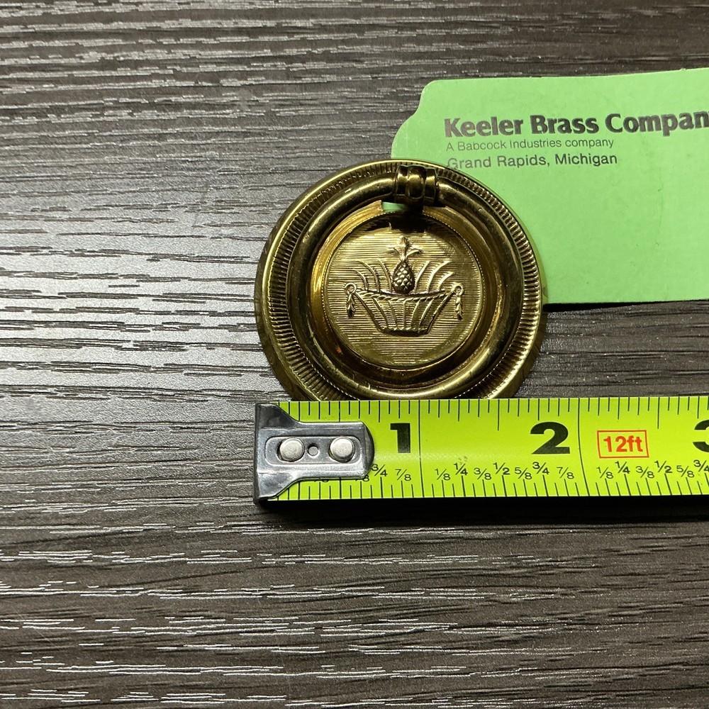 Vintage KBC Brass hardware Round Drop Ring drawer pull knob(92)