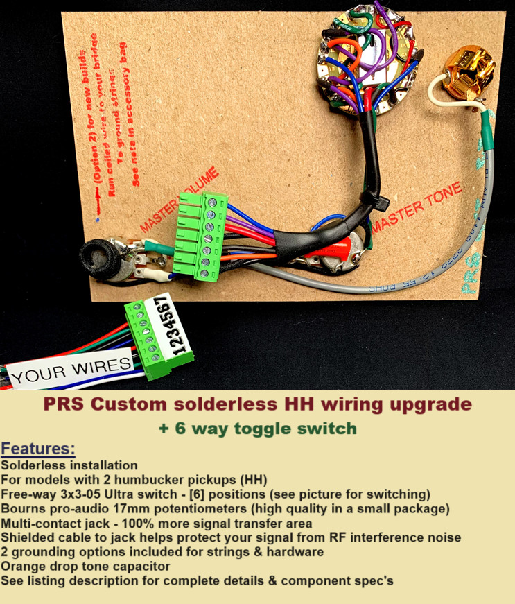 PRS Cust Solderless Wiring Upgrade/6-way Switch/Series-Parallel/Inner-Outer Coil