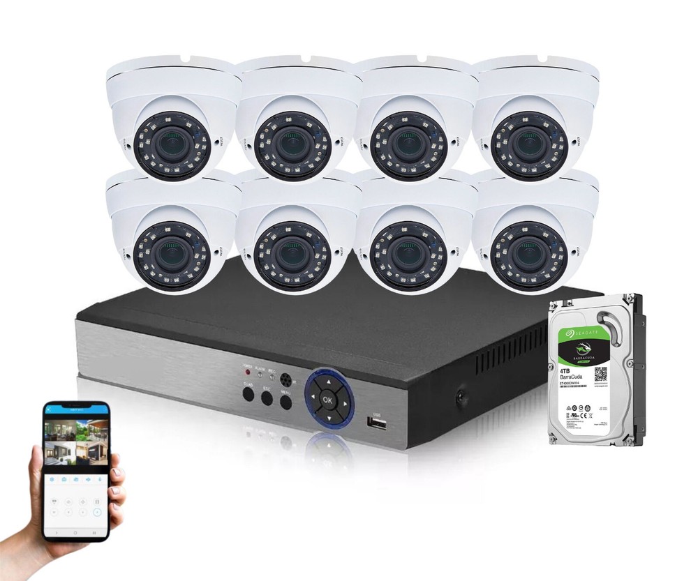 Evertech 8 Channel 4TB HDD 1080P HD Dome Security Camera and Recorder DVR System