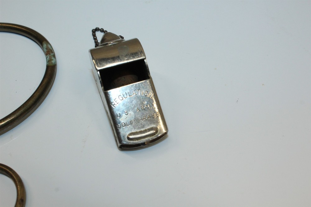 Vintage Solid Brass Whistle & Metal Whistle With Key Ring