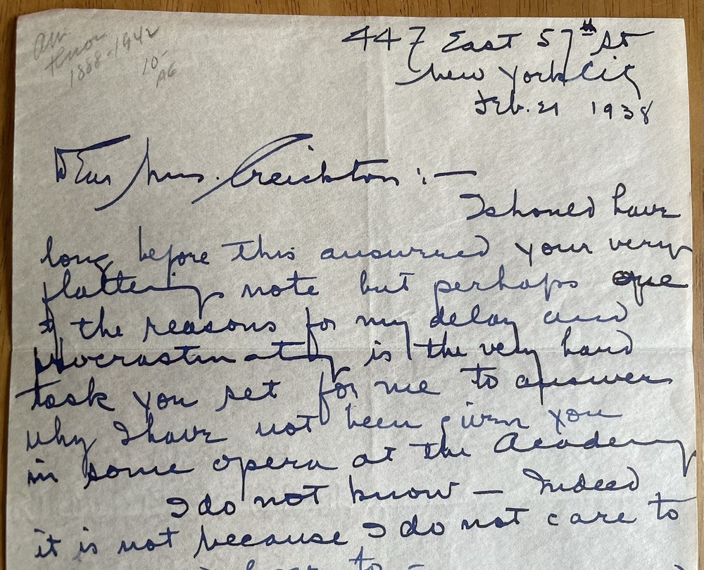 Tenor Charles Hackett Autograph Letter