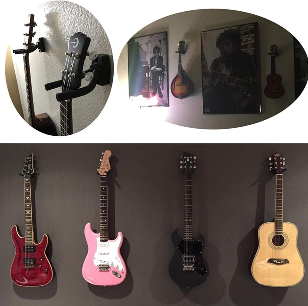 2-Pack Guitar Wall Mount Hangers - Adjustable, Non-Marring Wall Hooks for Gui...