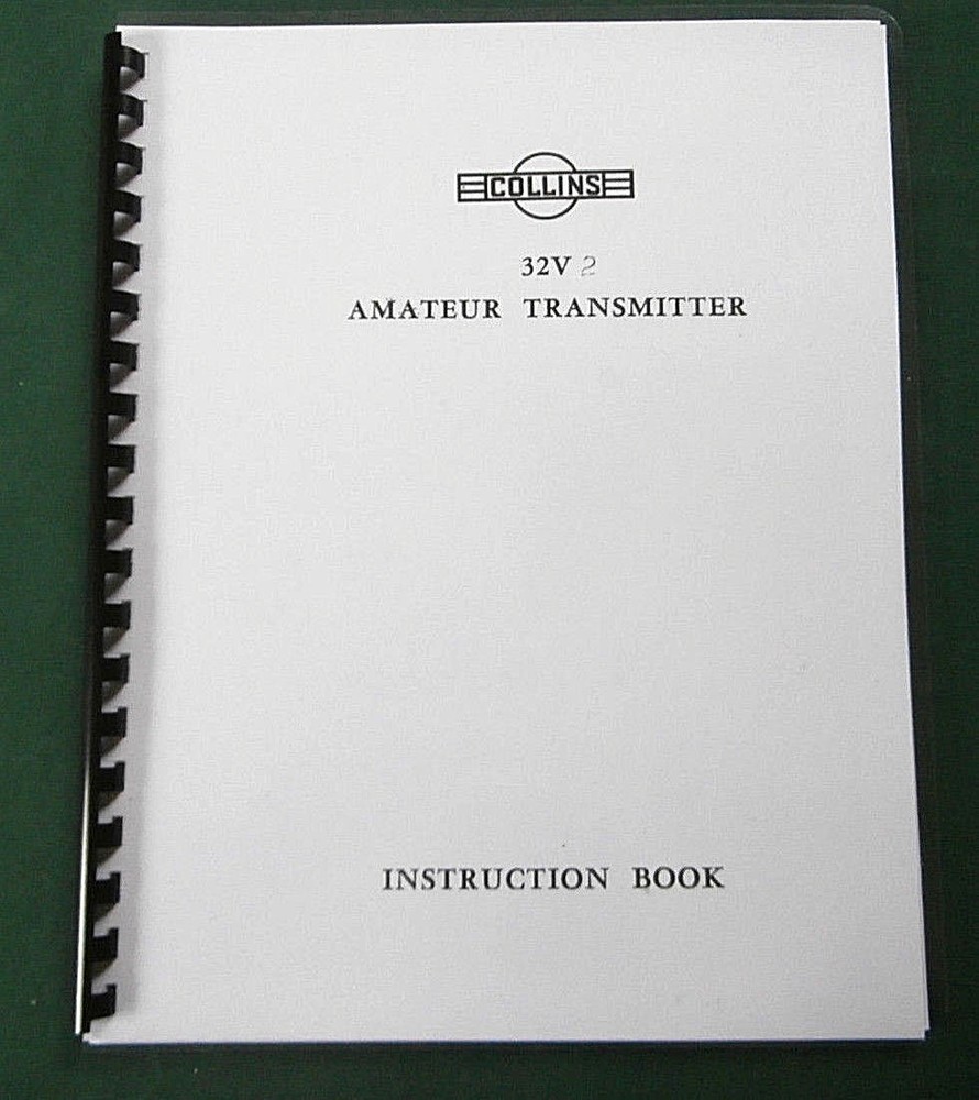 Collins 32V-2 Instruction Manual: W/ 11"X17" Schematic & Protective Covers!