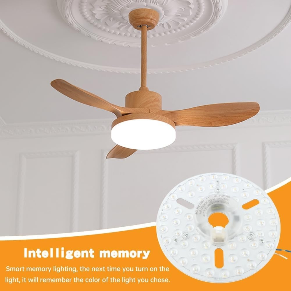 24w 6.2-Inch Ceiling Fan LED Light Replacement, Dimmable LED Retrofit Panel with