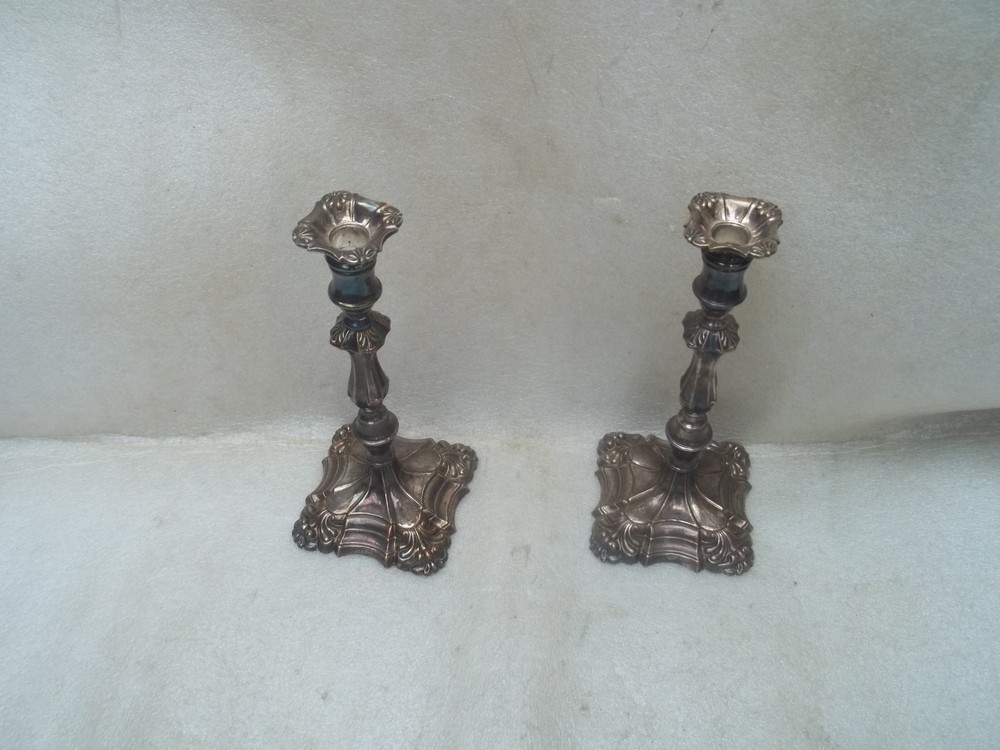 Antique Victorian Silver Plated Candlesticks.