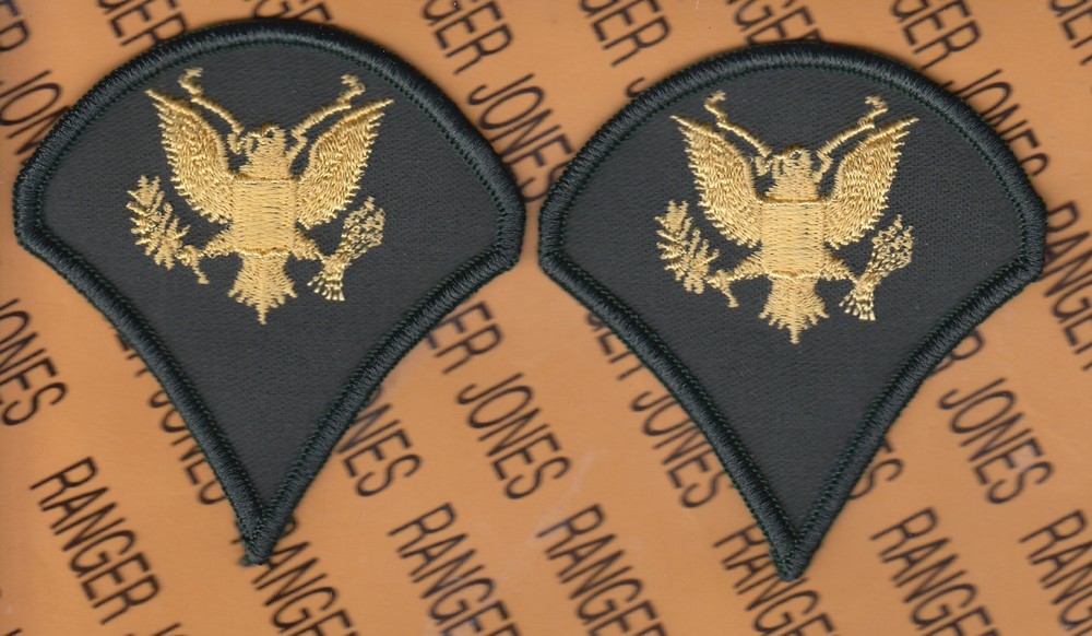 US Army E-4 Specialist Fourth Class Spec-4 Male Class A NOS ~3.5" patch set m/e