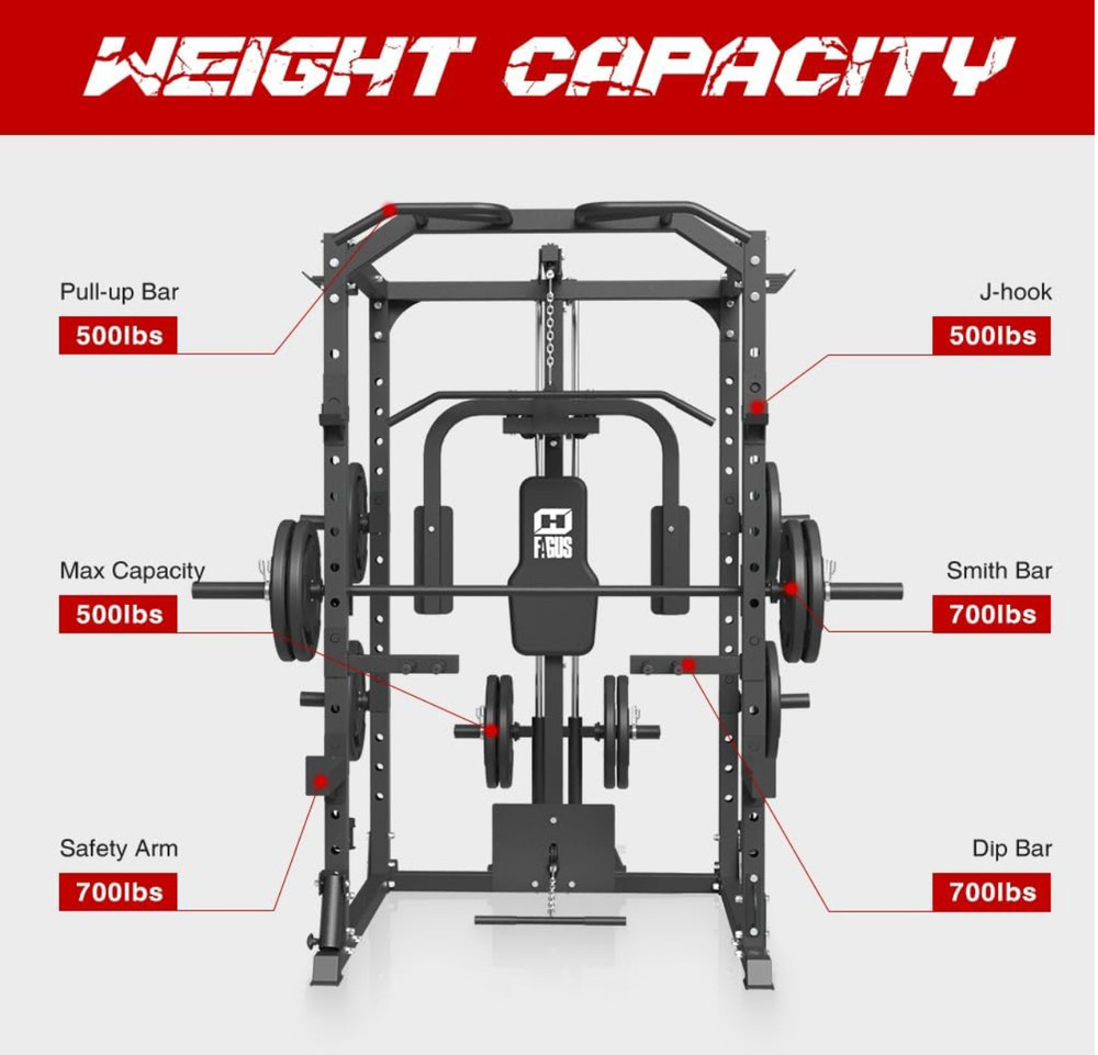 Multi-Functional SmithMachine Power Cage Power Rack Squat Rack Home Gym System