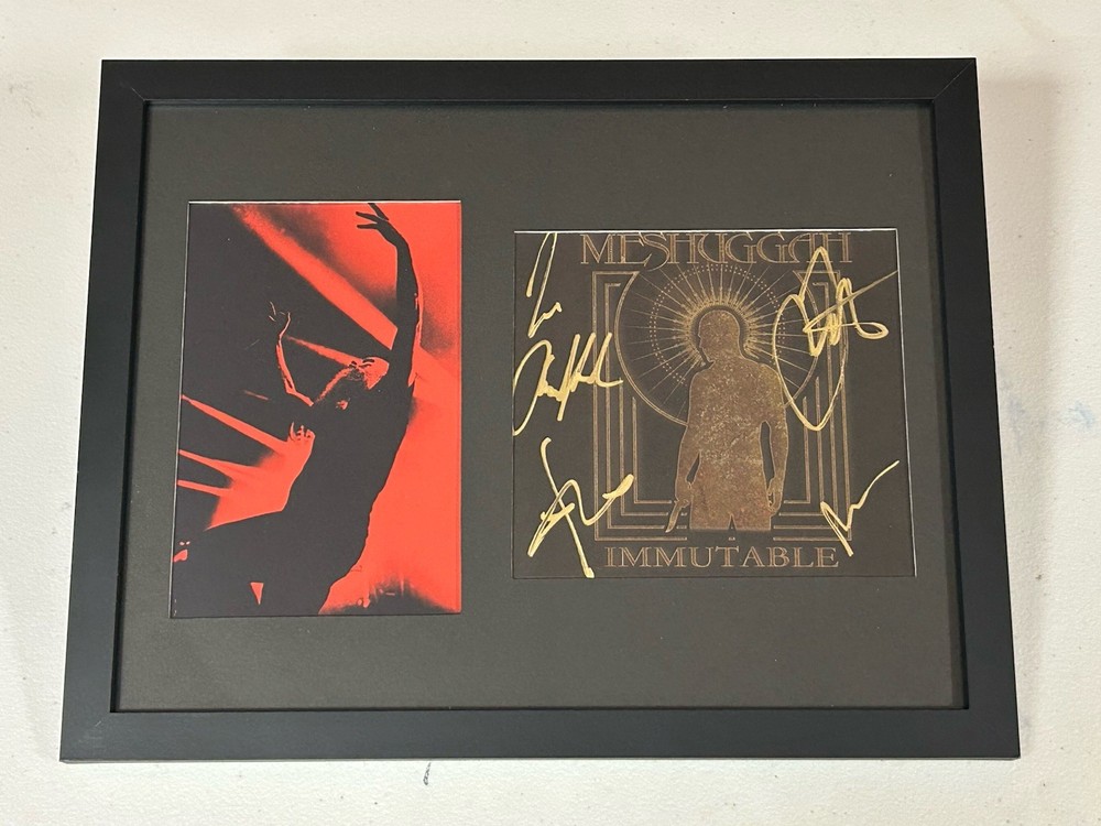MESHUGGAH AUTOGRAPHED SIGNED FRAMED IMMUTABLE CD COVER WITH JSA COA # CF36728