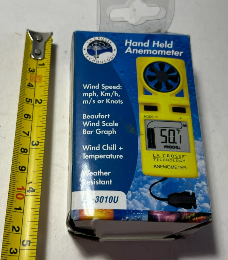 La Crosse Technology Anemometer with LCD Display Handheld EA-3010U EUC